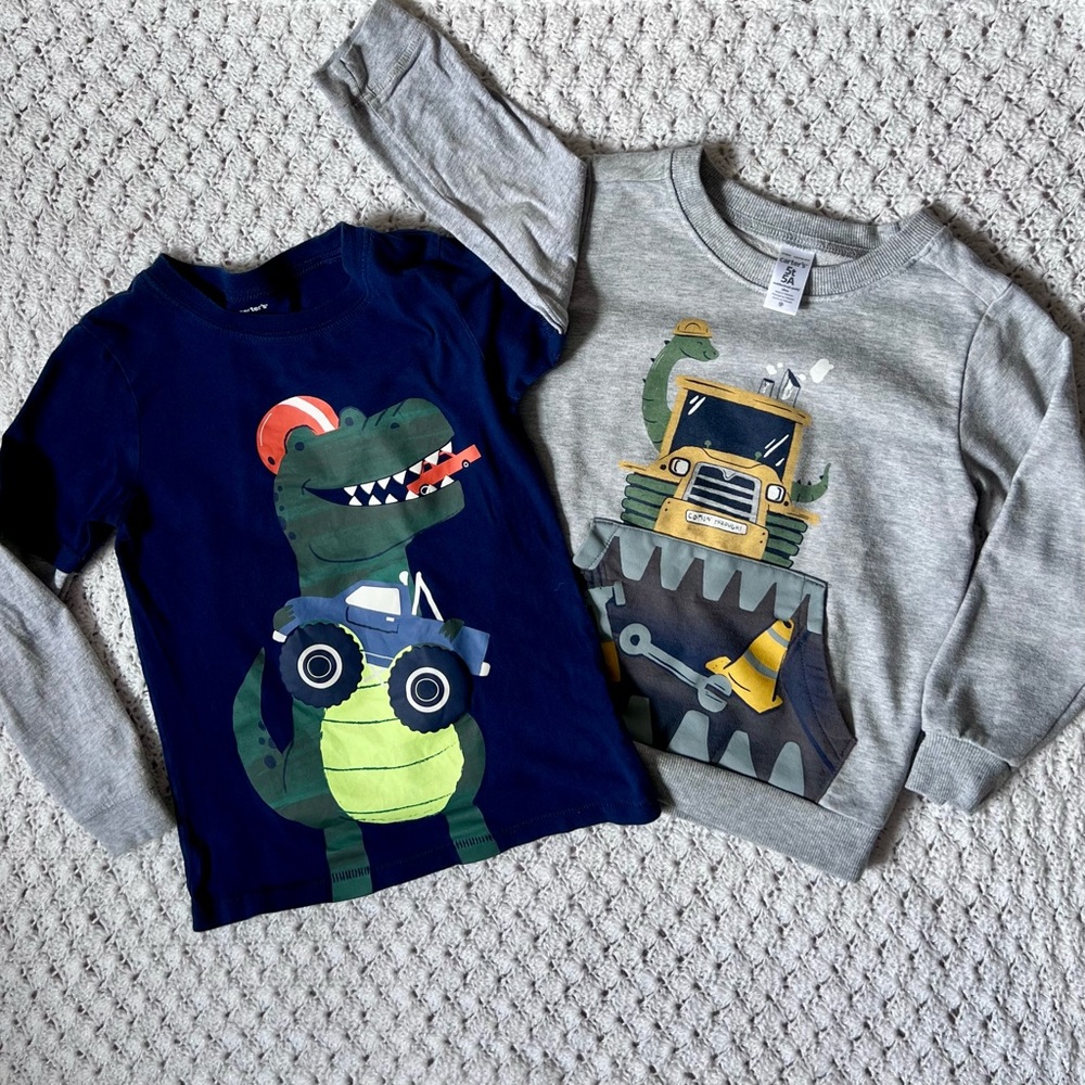 Carter's Dinosaur Top Set of Two- long sleeve tee and sweatshirt